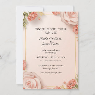 Blush Rose Gold Frame Wedding Invitation