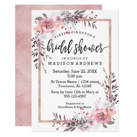 Blush & Rose Gold Framed Bridal Shower Invitation