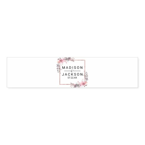 Blush  Rose Gold Framed Floral Wedding Monogram Napkin Bands