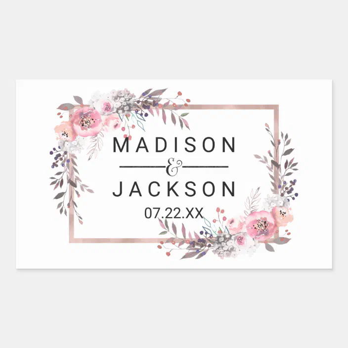 Gold rectangle Wedding stickers for invitations personalise with your details 50 Gold rectangle Wedding stickers for invitations personalise with your details 50