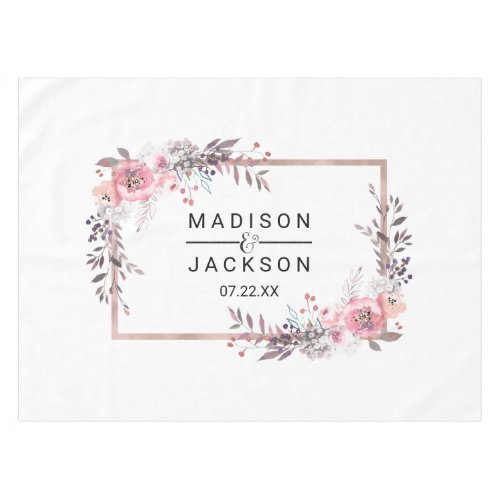 Blush & Rose Gold Framed Floral Wedding Monogram