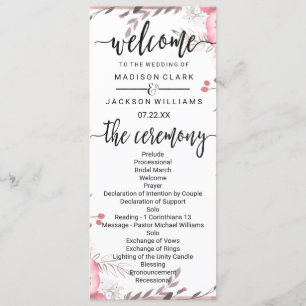 Blush & Rose Gold Framed Floral Wedding Program