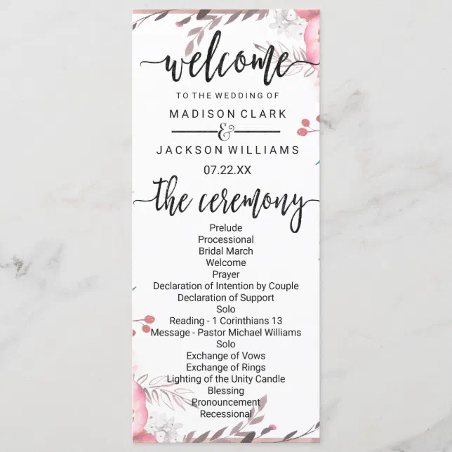 Blush & Rose Gold Framed Floral Wedding Welcome Banner | Zazzlecom