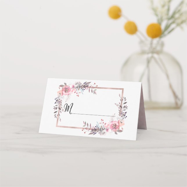 Blush & Rose Gold Framed Table Number Seating Name Place Card (Front)