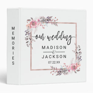 Blush & Rose Gold Framed Wedding Photo Album Binder
