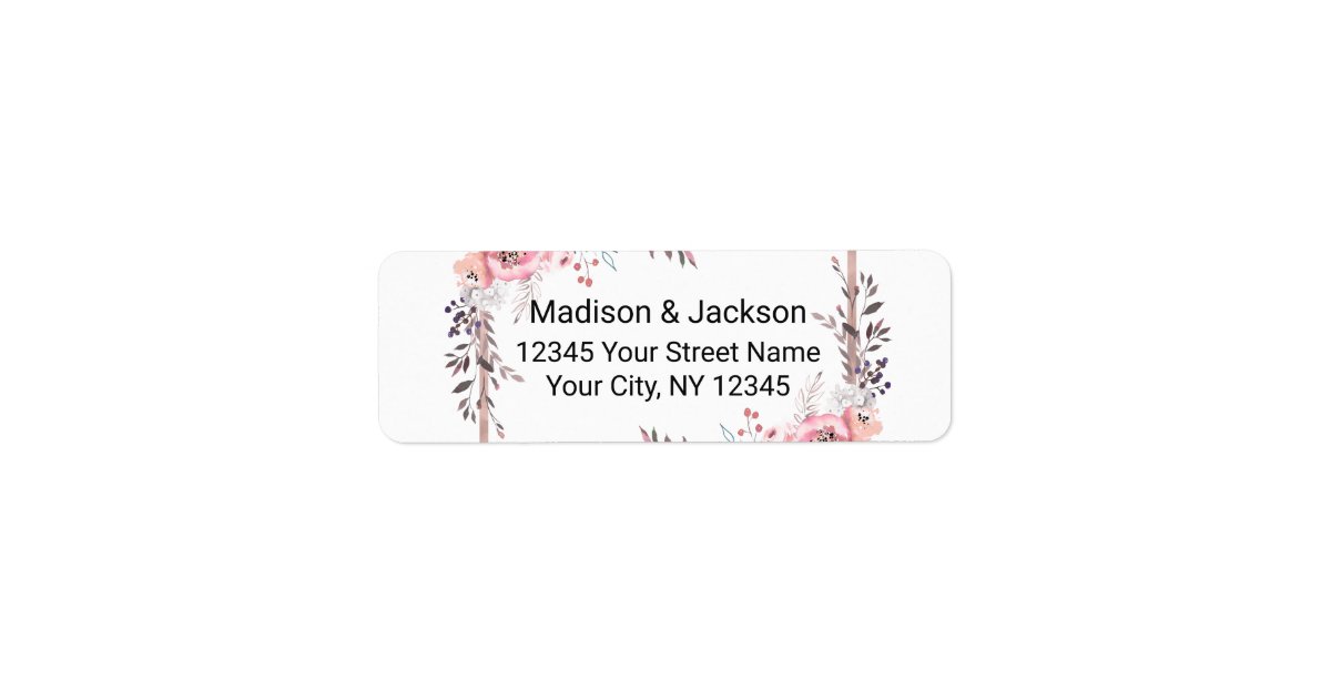 Blush & Rose Gold Framed Wedding Return Address Label | Zazzle