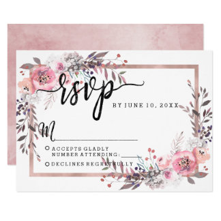 Blush & Rose Gold Framed Wedding RSVP Response Card