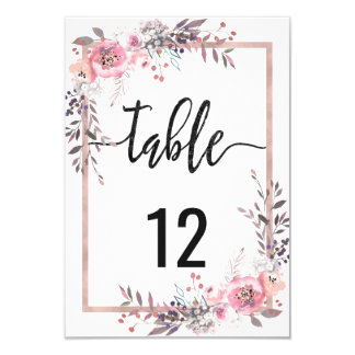 Blush & Rose Gold Framed Wedding Table Numbers