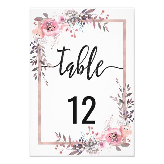 Blush & Rose Gold Framed Wedding Table Numbers | Zazzle.com