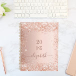 Blush rose gold glitter dust monogram name 2025 planner<br><div class="desc">A rose gold background with elegant blush faux glitter dust. Personalize and add a year (upside down) and add a name. The name is written in dark rose gold with a large modern hand lettered style script with swashes. Perfect for school, work or organizing your personal/family life. To keep the...</div>