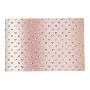 Blush Rose Gold Glitter Hearts Placemat