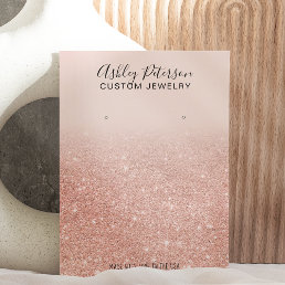 Blush rose gold glitter jewelry earring display business card