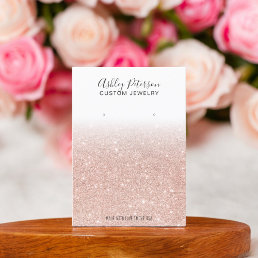 Blush rose gold glitter jewelry earring display business card