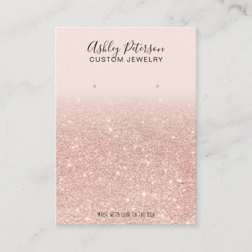 Blush rose gold glitter jewelry earring display business card