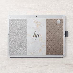  Blush Rose Gold Glitter  Leather Faux Marble  HP Laptop Skin