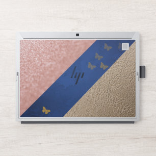  Blush Rose Gold Glitter  Leather Faux Marble  HP Laptop Skin