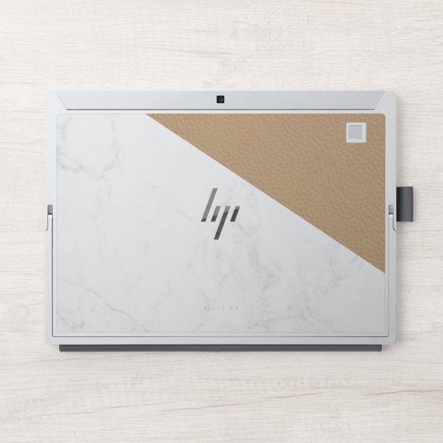  Blush Rose Gold Glitter  Leather Faux Marble  HP Laptop Skin (Front)