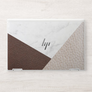 Blush Rose Gold Glitter Leather Faux Marble HP Laptop Skin