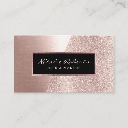 Blush Rose Gold Glitter Modern Beauty Salon Spa Business Card