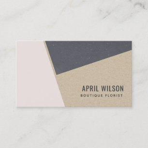 Blush Rose Gold Kraft Black Ceramic Geometric Business Card
