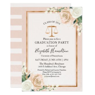 Blush & Rose Gold Law School Graduation Party Invitation