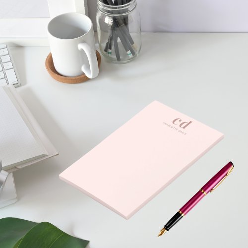 Blush rose gold monogram minimalist post_it notes