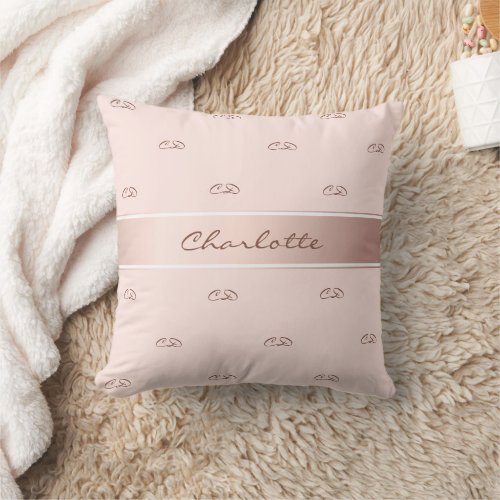 Blush rose gold monogram name initials throw pillow