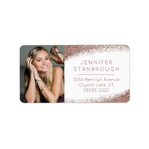 Blush  Rose Gold Photo Large Return Address Label