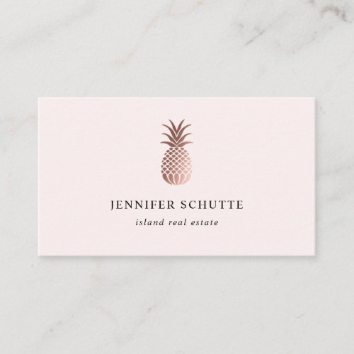 Blush Rose Gold Pineapple Tropical Real Estate Business Card
