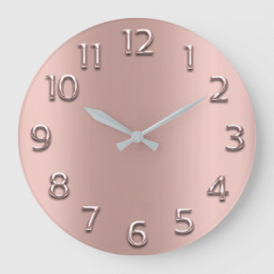 Blush Rose Gold Pink Lux Metallic Arabic Number Large Clock
