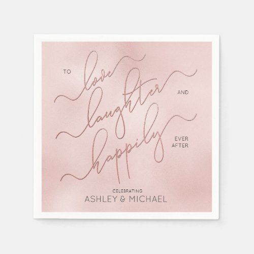 Blush Rose Gold Script Happily Ever After Napkins