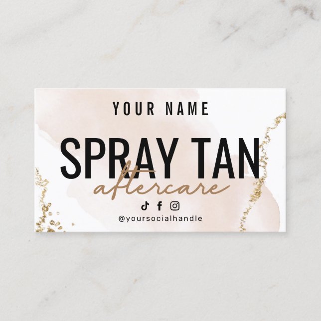 Blush Rose Gold SPRAY TAN Aftercare Card (Front)