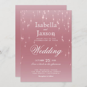 Blush Rose Gold Star Lights Invitation