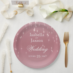 Blush Rose Gold Star Lights Paper Plates
