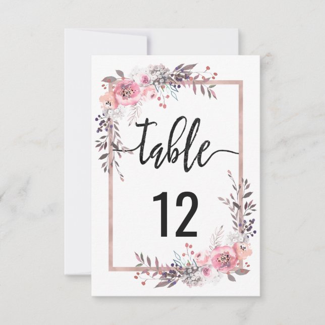 Blush & Rose Gold Table Number Seating Chart (Front)