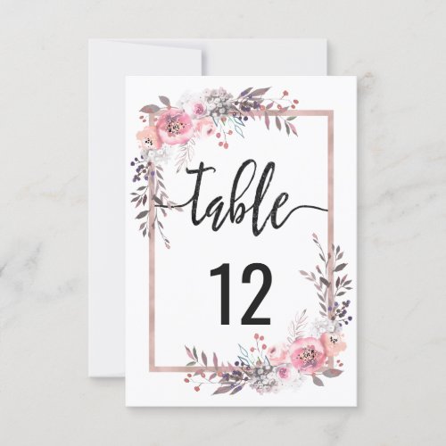 Blush  Rose Gold Table Number Seating Chart