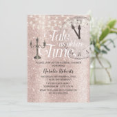 Blush Rose Gold Tale as Old as Time Bridal Shower Invitation (Standing Front)