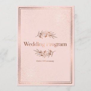 Blush Rose Gold Wedding Program Cover