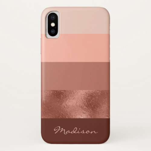 Blush Rose Gold Wide Stripes iPhone X Case