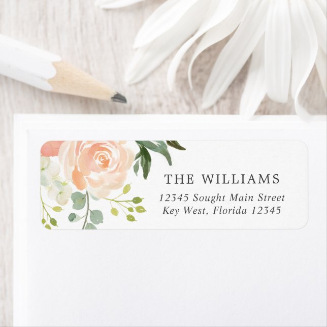 Blush Rose & Greenery Return Address Labels (Insitu)