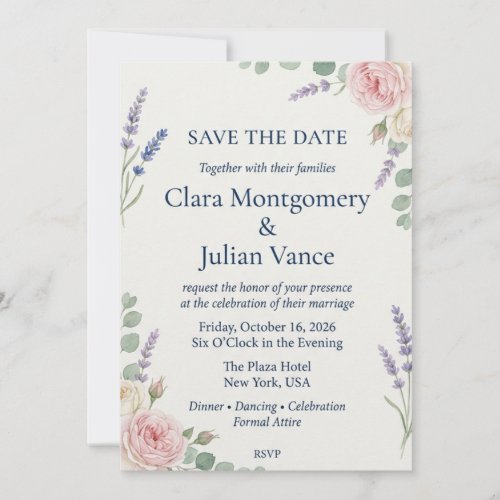 Blush Rose, Lavender & Eucalyptus Botanical Invitation