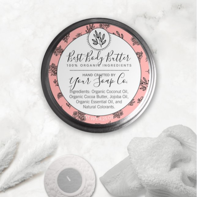 Blush Rose Leaves Sugar Scrub / Body Butter Label (Creator Uploaded)