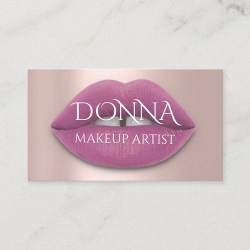 Blush Rose Lips QR Code Logo Makeup Artist Beauty Business Card