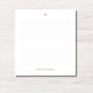 Blush Rose Little Heart Handwritten Name Lined Notepad