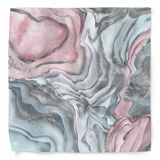 Blush rose marble - pastel pinks and silver bandana (Front)