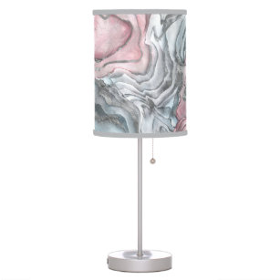 Blush rose marble - pastel pinks and silver table lamp