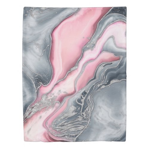Blush rose marble _ pastel pinks grey and silver duvet cover