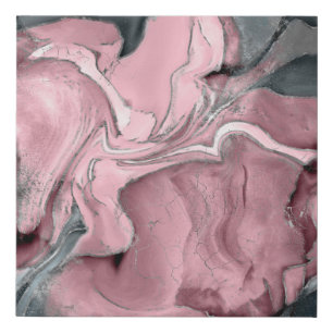 Blush rose marble - pastel pinks, grey and silver faux canvas print
