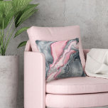 Blush rose marble - pastel pinks, grey and silver throw pillow