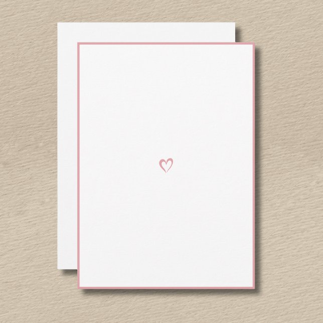 Blush Rose Minimal Border Little Heart No Text  Note Card (Creator Uploaded)